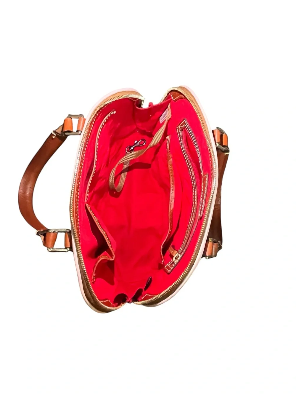 Dooney & Bourke Blush Pink Pebbled Leather Purse with Brown Trim